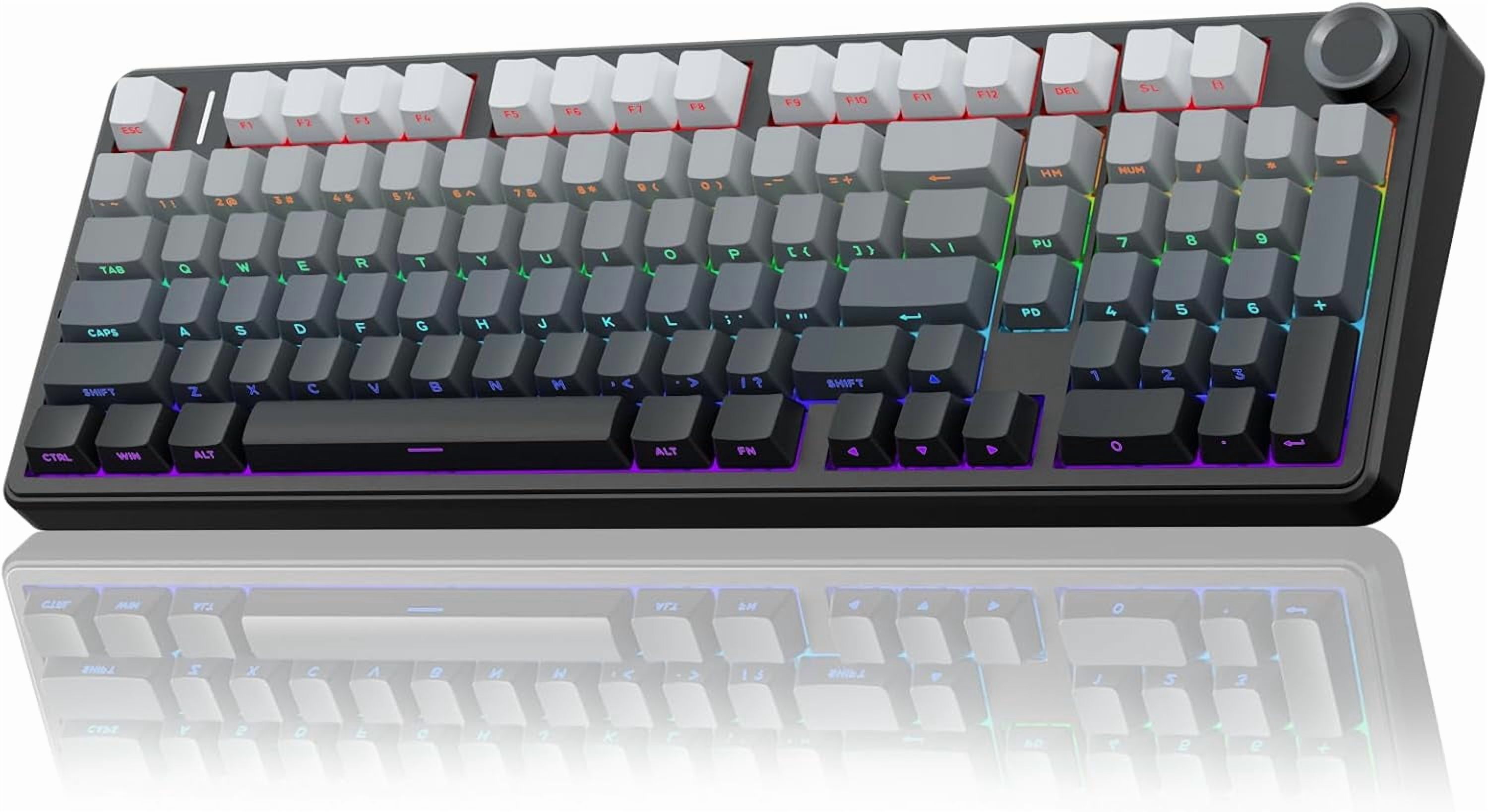 F99 Pro Wireless Mechanical with Knob,Gasket Structure,Tri-Mode BT5.0/USB-C/2.4GHz Hot Swappable ,Creamy Sound,RGB Backlit PBT Keycaps Computer Gaming s