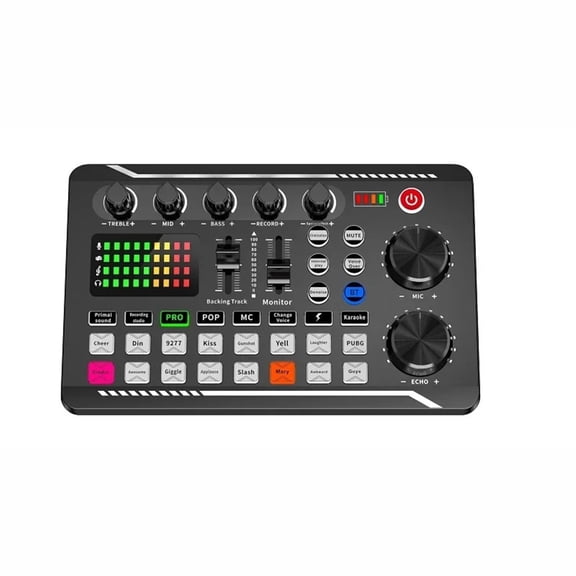 F998 Live Sound Card and Audio Interface with DJ Mixer Effects and Voice Changer, Stereo Audio Mixer ,Easy to Operate