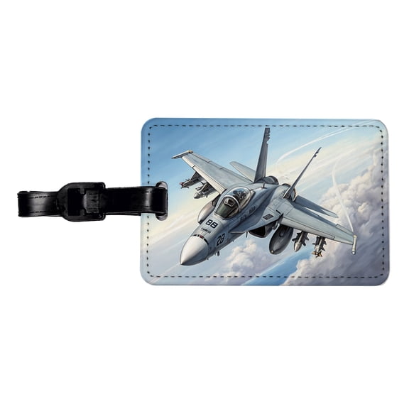 FA-18 Hornet US Navy Multirole Fighter Plane Faux Leather Travel Luggage Tag