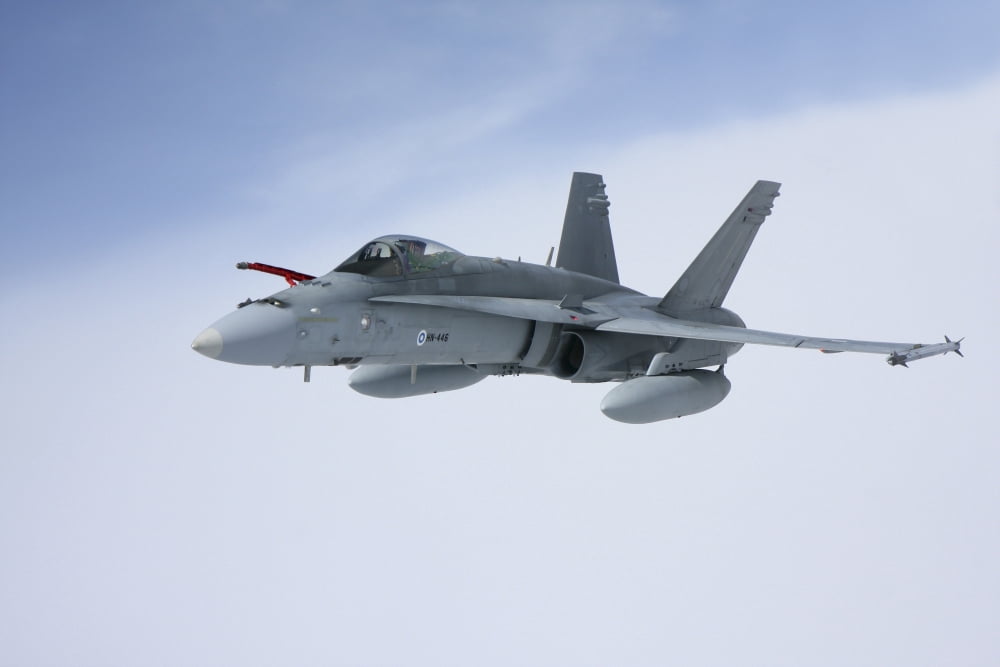 FA-18 Hornet of the Finnish Air Force Canvas Art - Daniel KarlssonStocktrek Images (35 x 24)