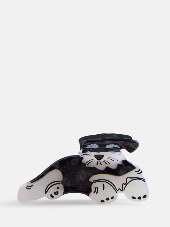 Women’s Dog Hair Claw Clip, Black/White