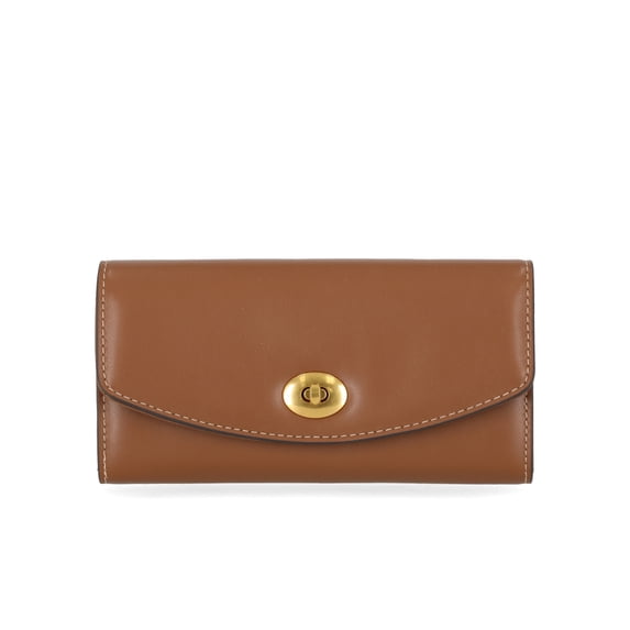 Free Assembly Women's Faux Leather Clutch Wallet, Autumn Brown