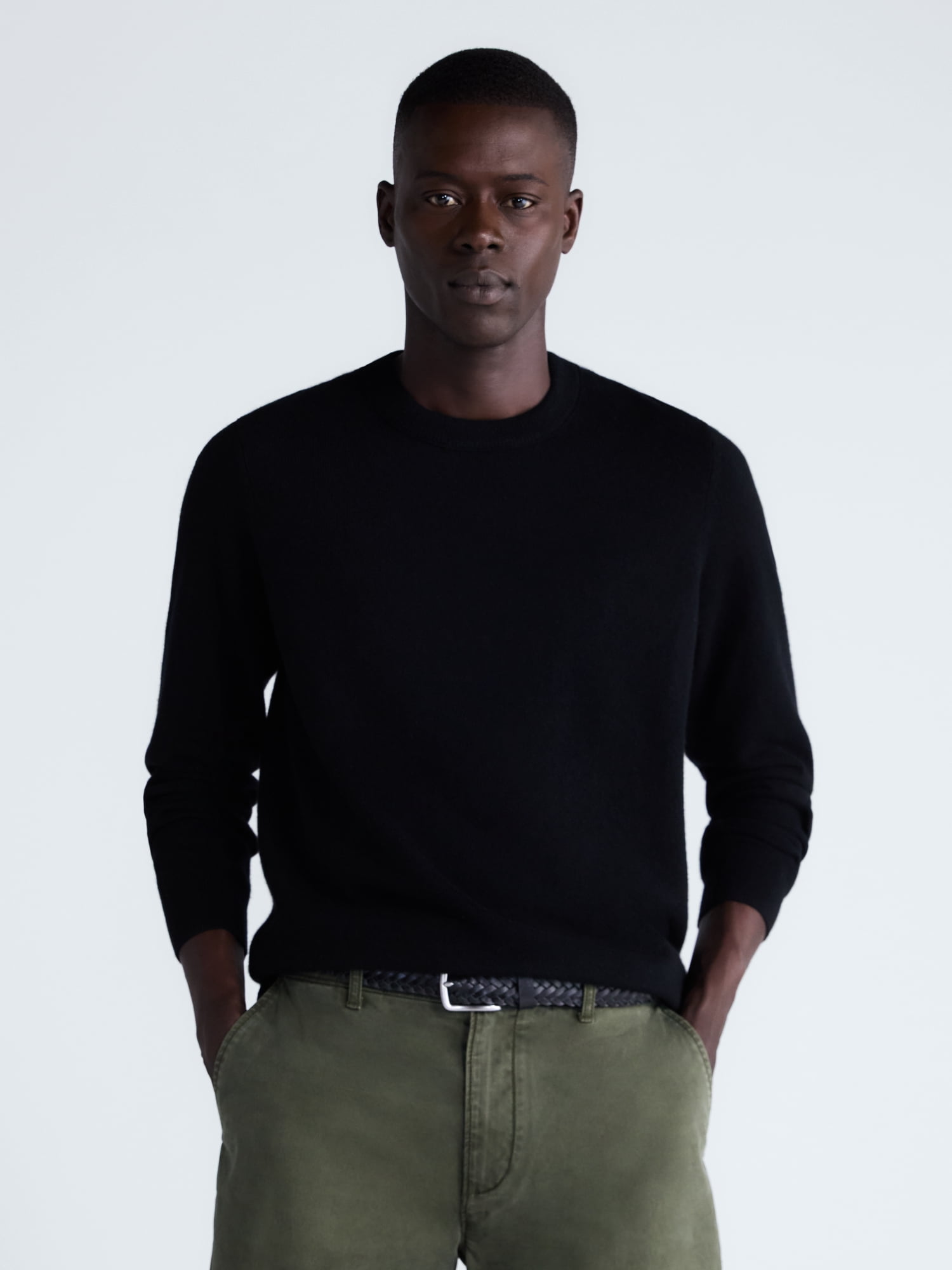 Free Assembly Men’s Cashmere Crewneck Sweater with Long Sleeves, Midweight, Sizes XS-2XL