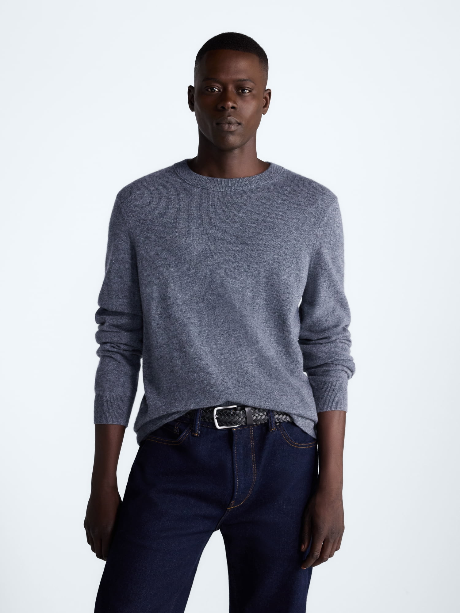 Free Assembly Men’s Cashmere Crewneck Sweater with Long Sleeves, Midweight, Sizes XS-2XL