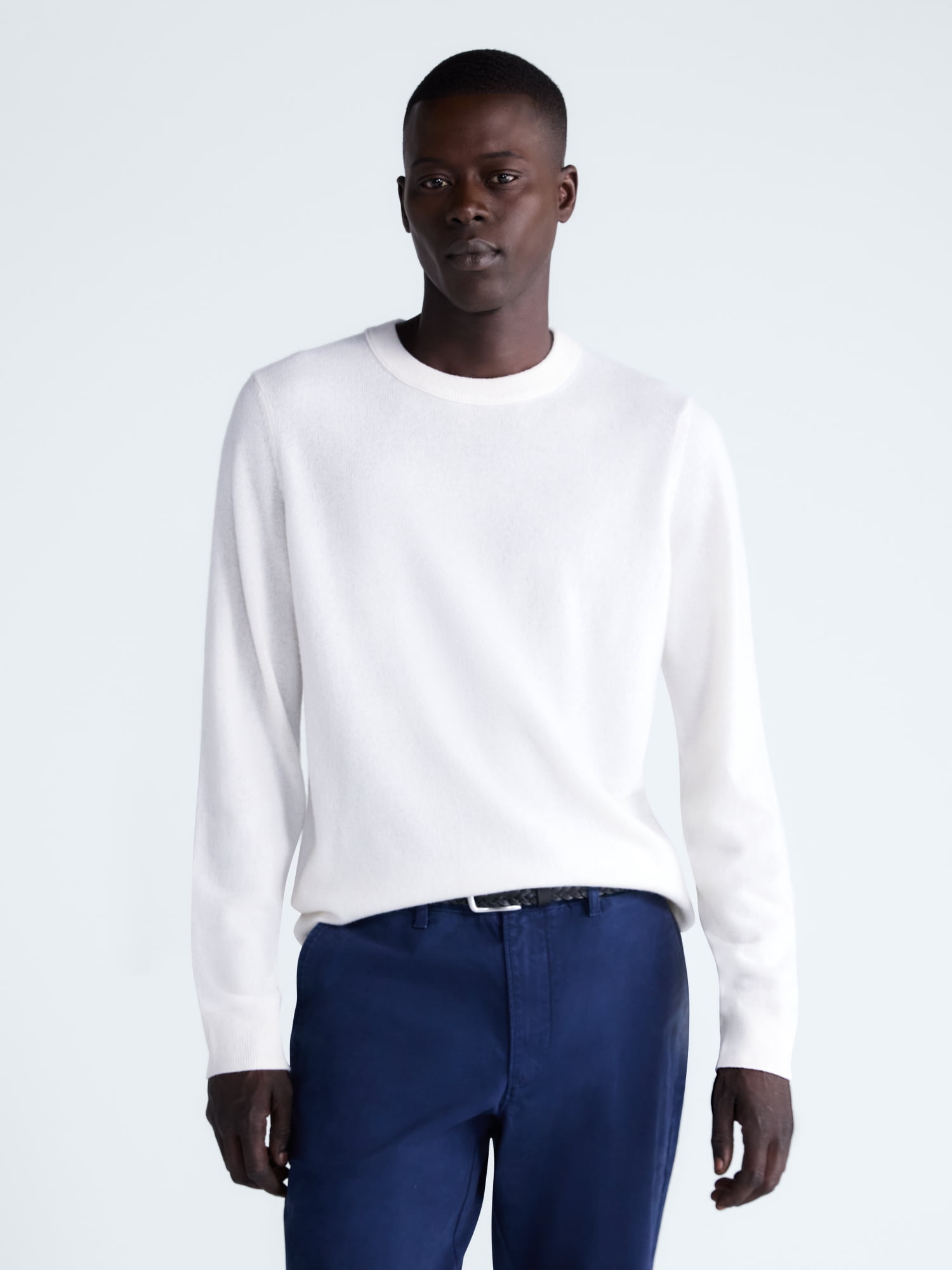 Free Assembly Men’s Cashmere Crewneck Sweater with Long Sleeves, Midweight, Sizes XS-2XL