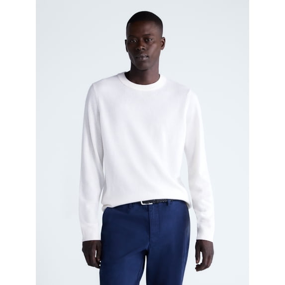Free Assembly Men’s Cashmere Crewneck Sweater with Long Sleeves, Midweight, Sizes XS-2XL