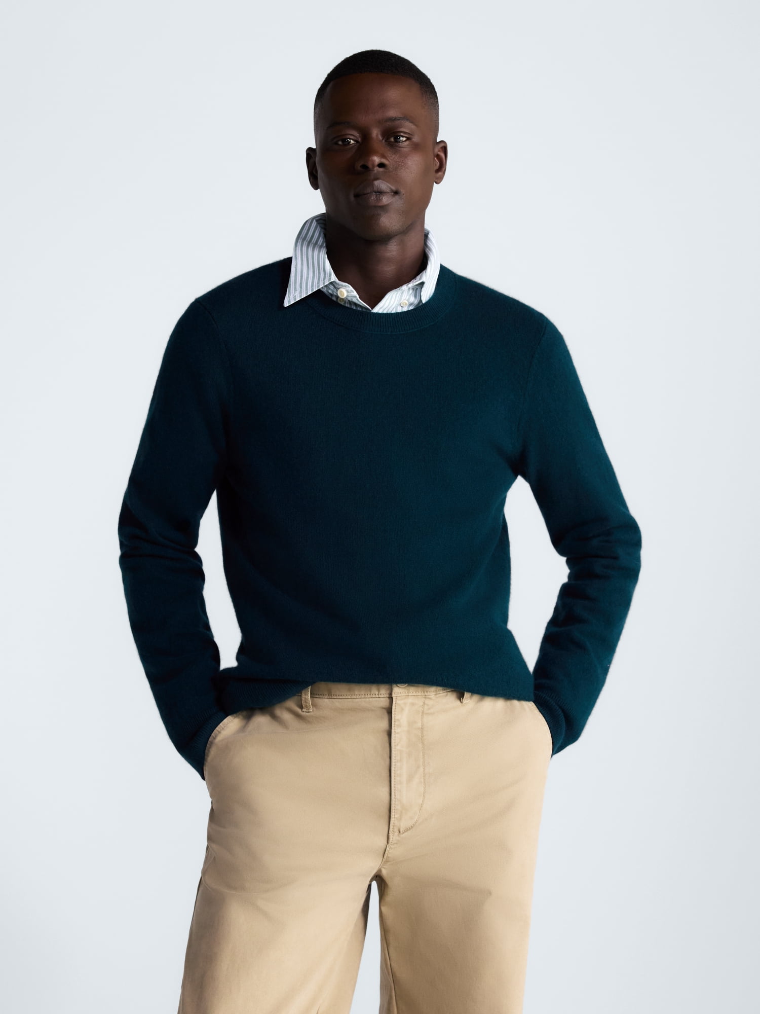 Free Assembly Men’s Cashmere Crewneck Sweater with Long Sleeves, Midweight, Sizes XS-2XL