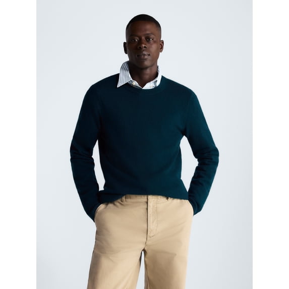 Free Assembly Men’s Cashmere Crewneck Sweater with Long Sleeves, Midweight, Sizes XS-2XL