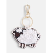 Women's Beaded Sheep Bag Charm, White