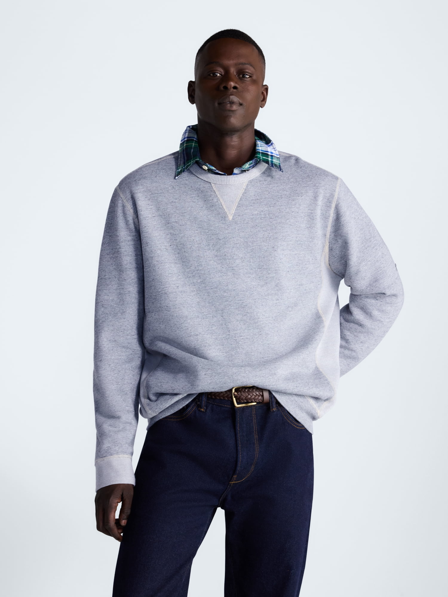 Free Assembly Men's Oversized Fleece Crewneck Sweatshirt with Long Sleeves, Sizes XS-3XL