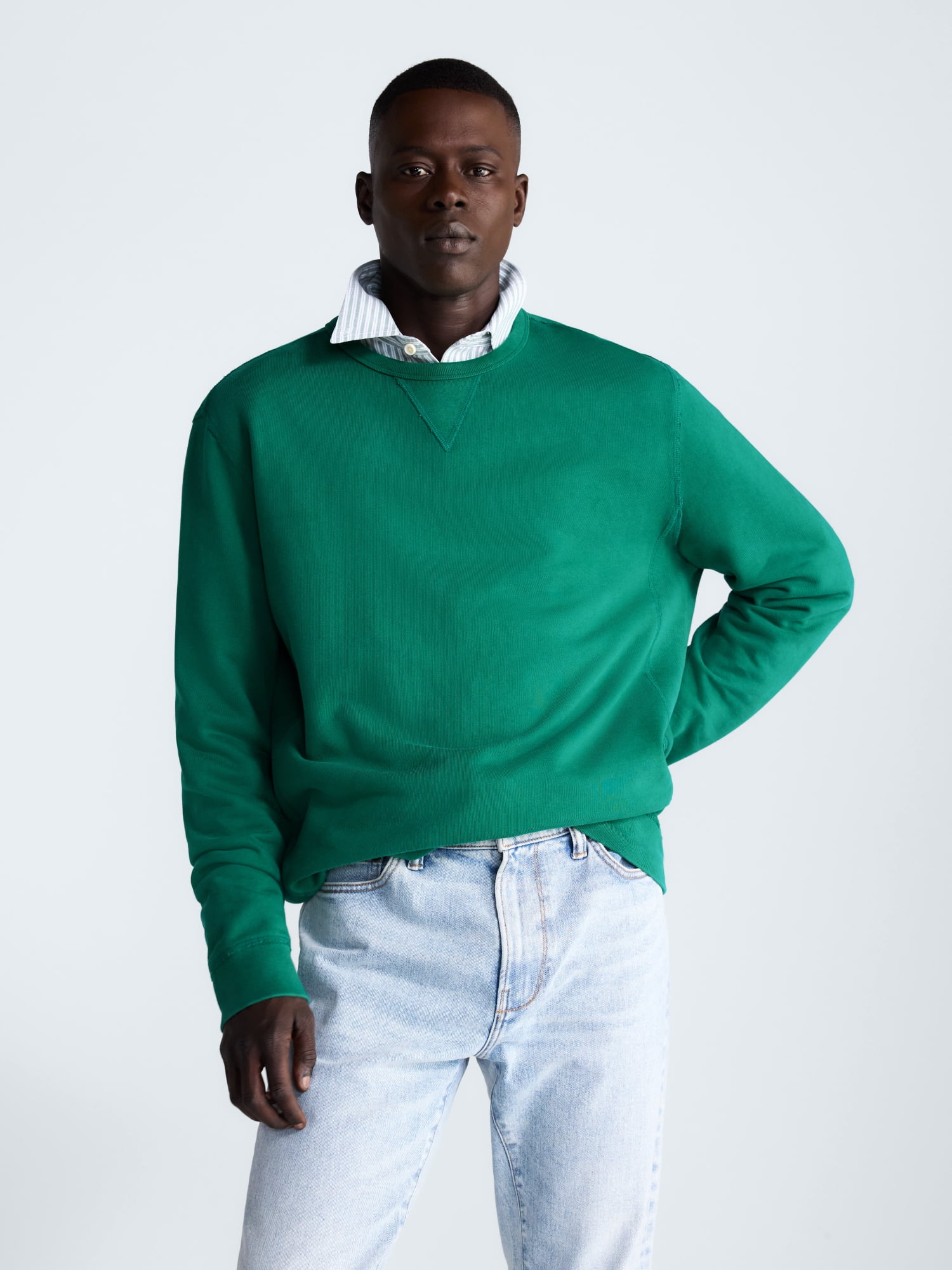 Free Assembly Men's Oversized Fleece Crewneck Sweatshirt with Long Sleeves, Sizes XS-3XL