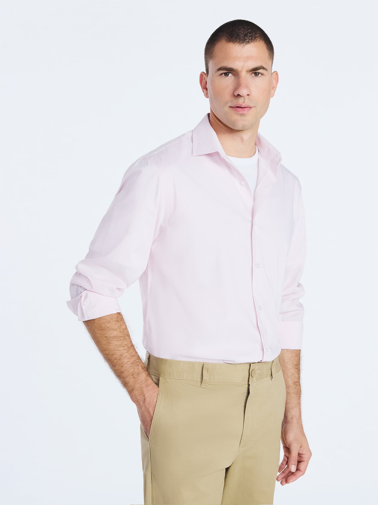 Free Assembly Men's Slim Fit Dress Shirt with Long Sleeves, Sizes 14/32 - 17/34