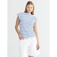 thumbnail image 1 of Free Assembly Women's and Women's Plus Cotton Boatneck Tee with Wide Cap Sleeves, Sizes XS-4X, 1 of 4