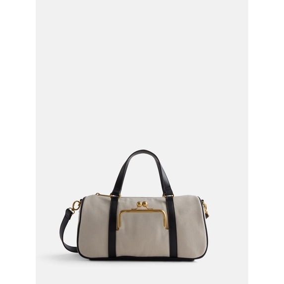 Free Assembly Women's Frame Satchel Handbag, Natural