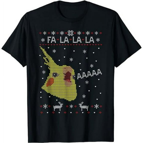 FA LA LA Cockatiel Scream Birb Memes Parrot Ugly Christmas T-Shirt