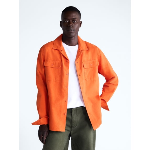 Free Assembly Men's Brushed Canvas Oxford Shirt, Sizes XS-3XL