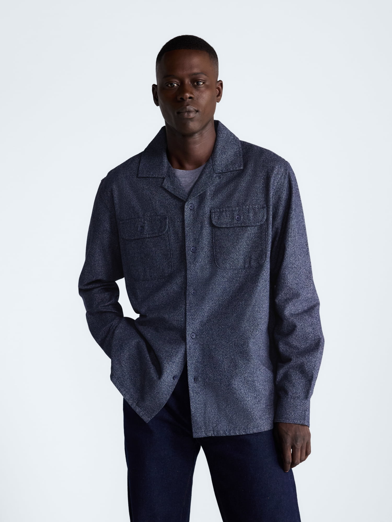 Free Assembly Men's Brushed Canvas Oxford Shirt, Sizes XS-3XL