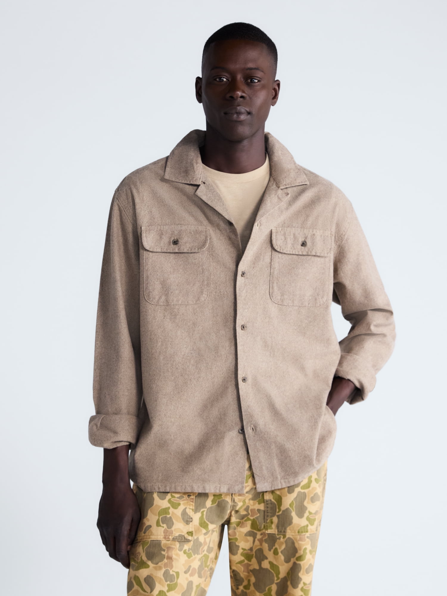 Free Assembly Men's Brushed Canvas Oxford Shirt, Sizes XS-3XL