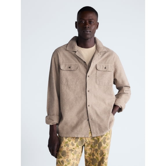 Free Assembly Men's Brushed Canvas Oxford Shirt, Sizes XS-3XL