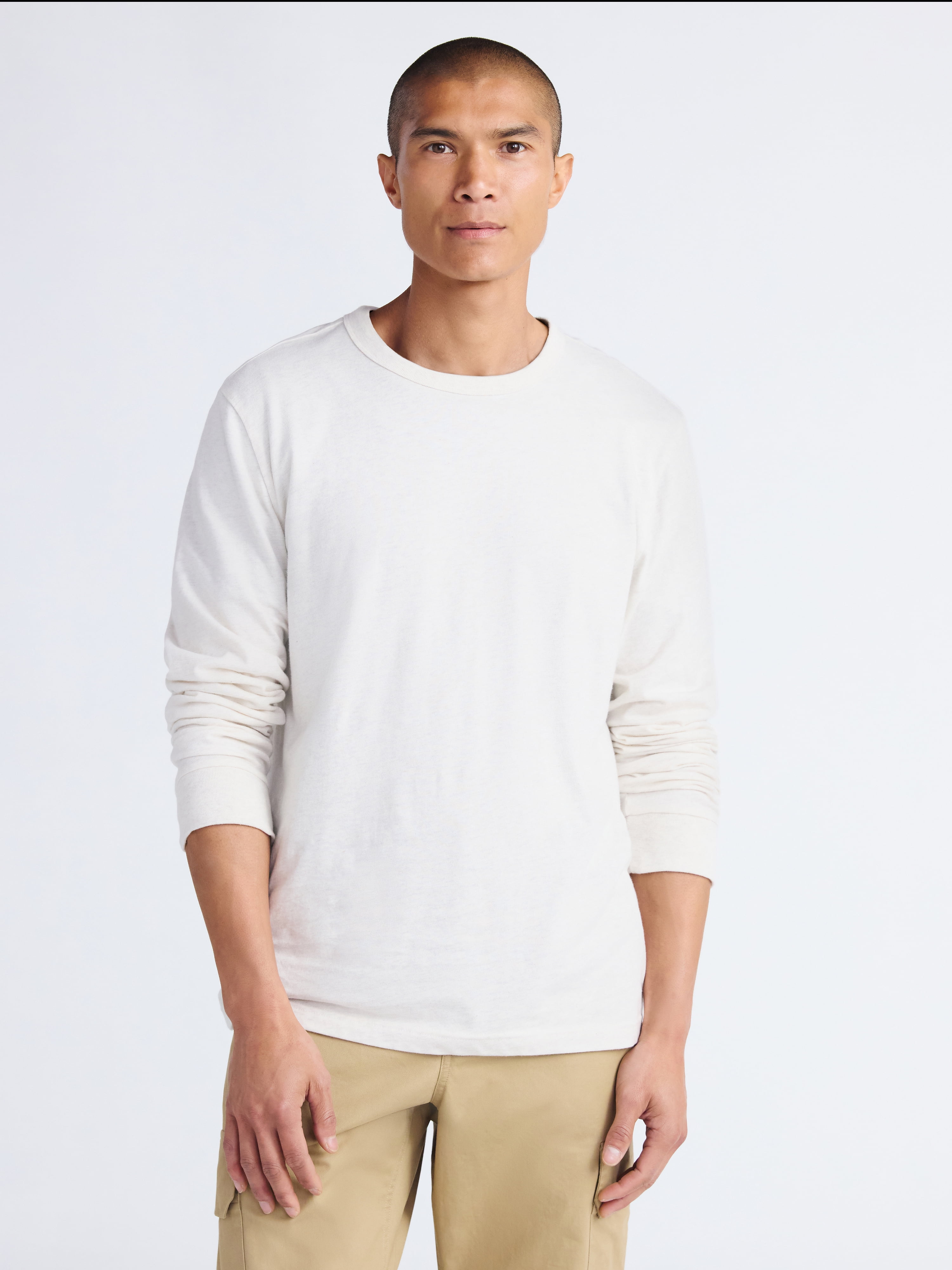 Free Assembly Men's Everyday Cotton Tee with Long Sleeves, Sizes XS-3XL