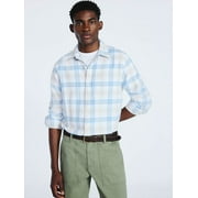Free Assembly Mens Button Front Flannel Shirt with Long Sleeves, Sizes S-3XL