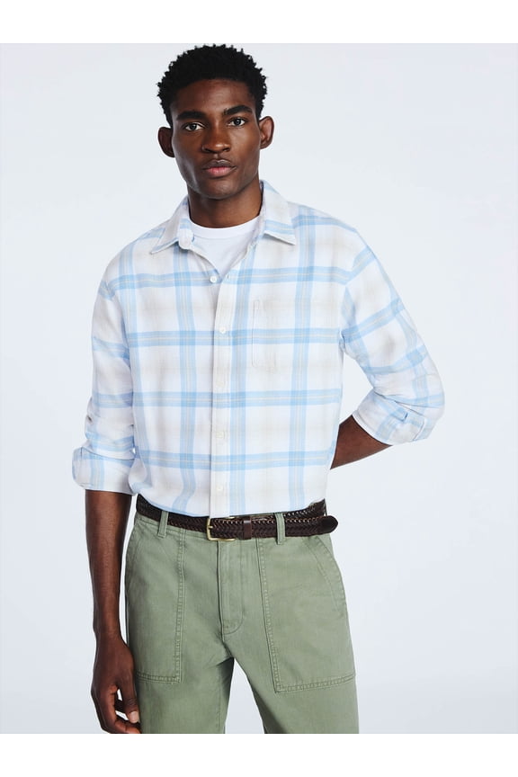 Men's Button Front Flannel Shirt with Long Sleeves, Sizes S-3XL