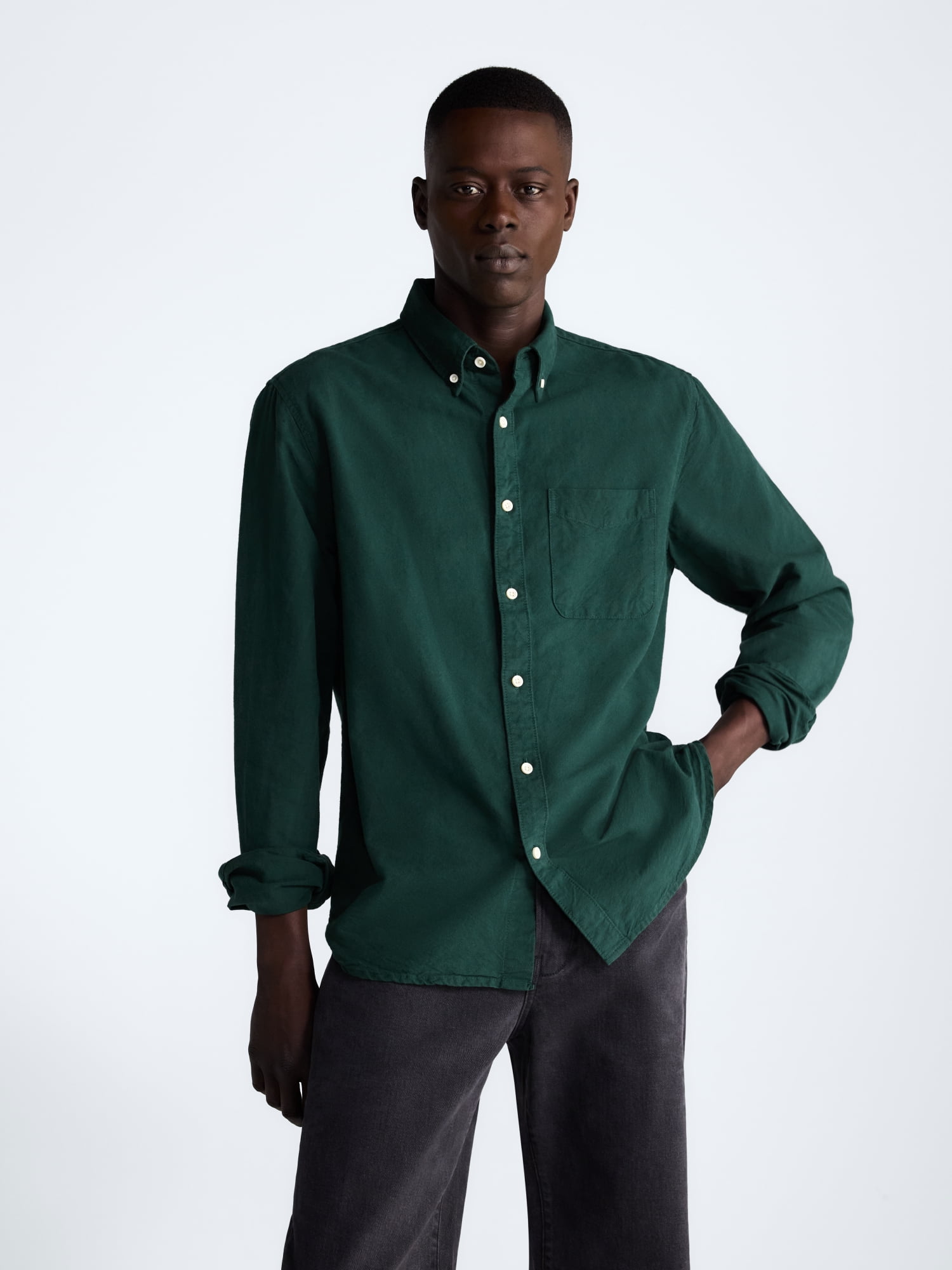 Free Assembly Men's Cotton Oxford Shirt with Long Sleeves, Sizes XS-3XL