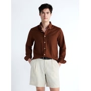 Free Assembly Men's Button Front Oxford Shirt with Long Sleeves, Sizes S-3XL