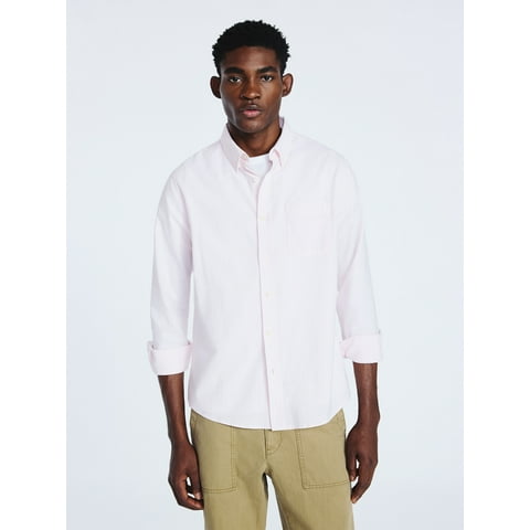 Men's Button Front Oxford Shirt with Long Sleeves, Sizes S-3XL