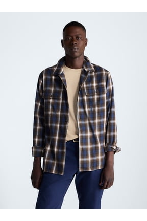 Men’s Cotton Twill Camp Shirt with Long Sleeves, Sizes XS-3XL