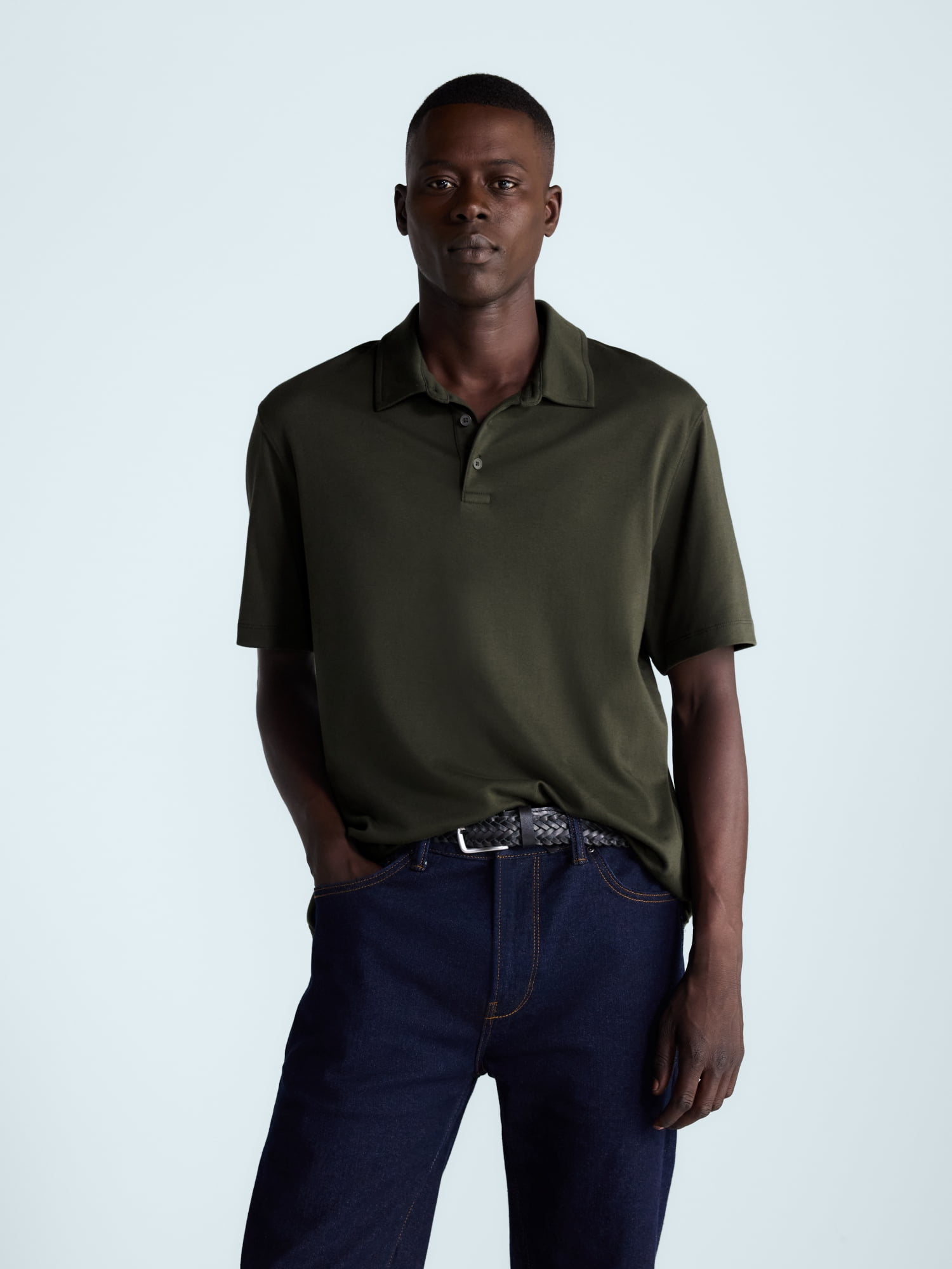 Free Assembly Mens Cotton Polo Shirt with Short Sleeves, Sizes XS-3XL