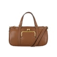 thumbnail image 1 of Free Assembly Women's Faux Leather Frame Satchel Handbag, Autumn Brown, 1 of 6