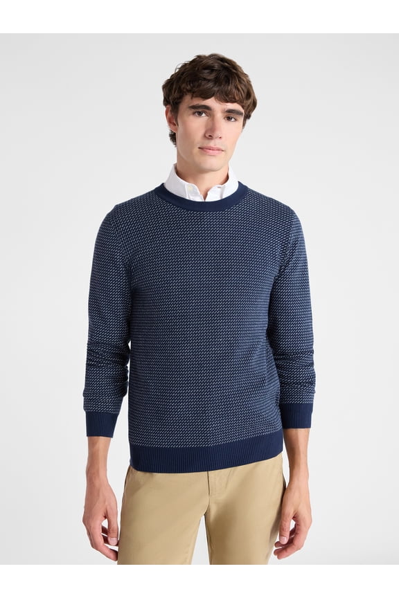 Men's Cozy Yarn Nordic Stitch Sweater with Long Sleeves, Size XS-3XL