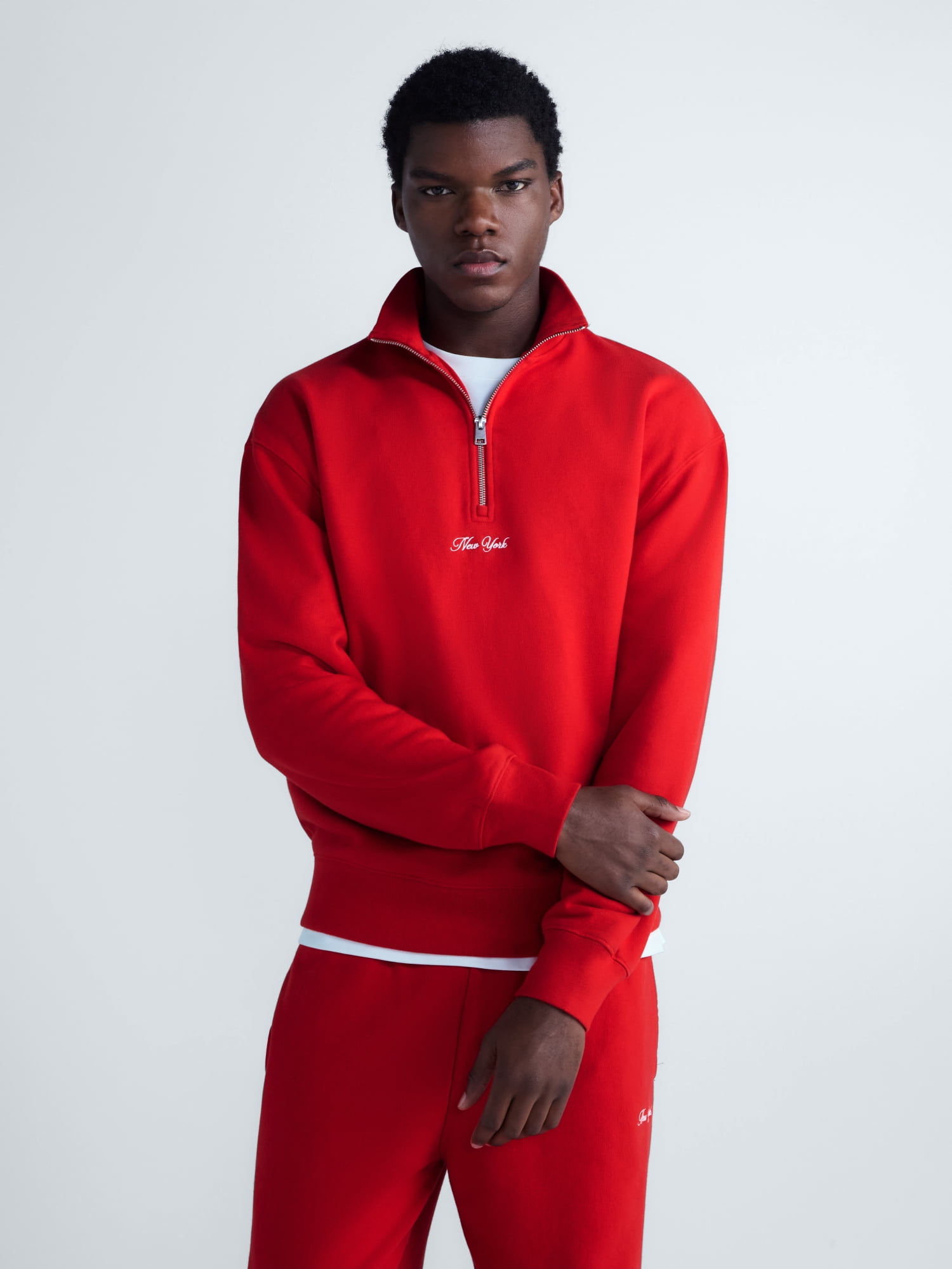 Free Assembly Men's Quarter Zip Cotton Fleece Pullover, Sizes XS-XL