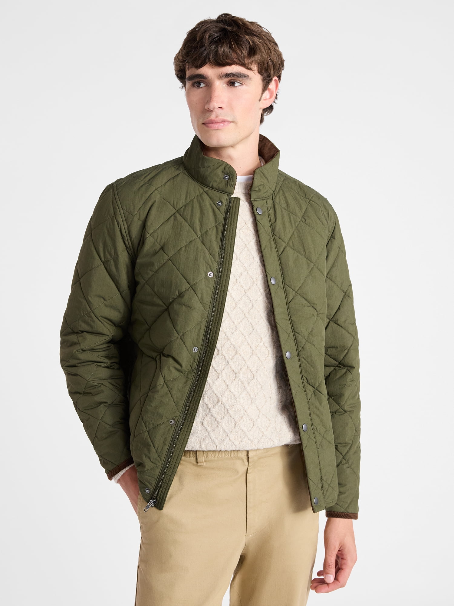 Men's Quilted Jacket with Long Sleeves, Sizes XS-3XL
