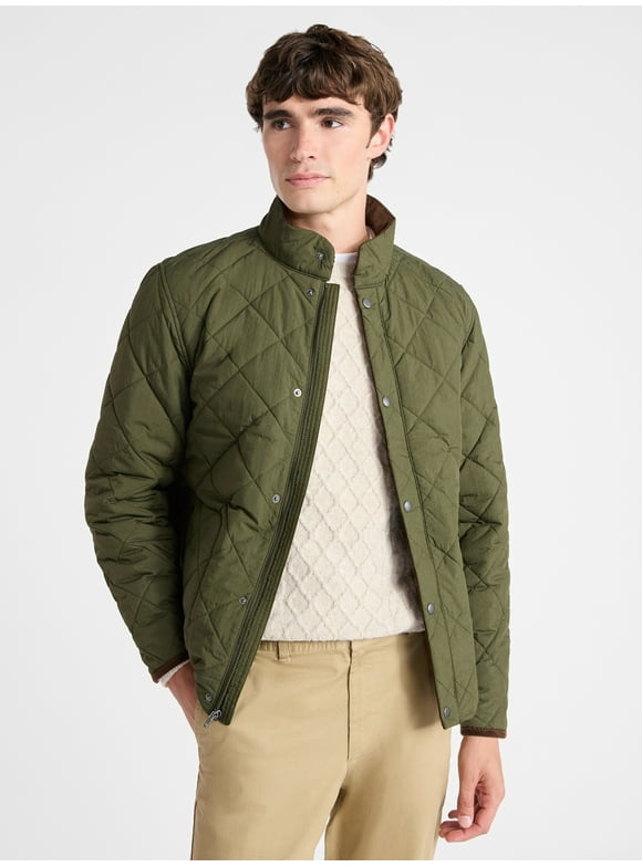 Men's Quilted Jacket with Long Sleeves, Sizes XS-3XL