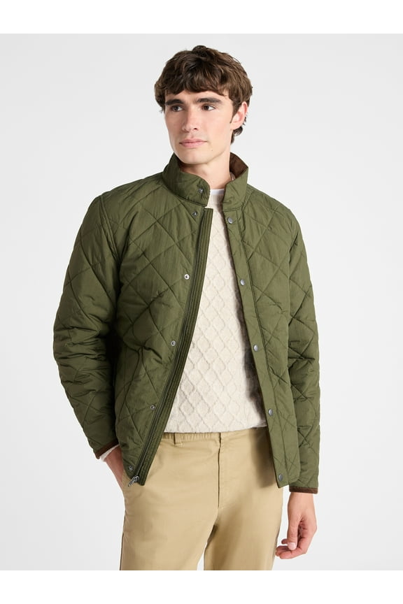 Men's Quilted Jacket with Long Sleeves, Sizes XS-3XL