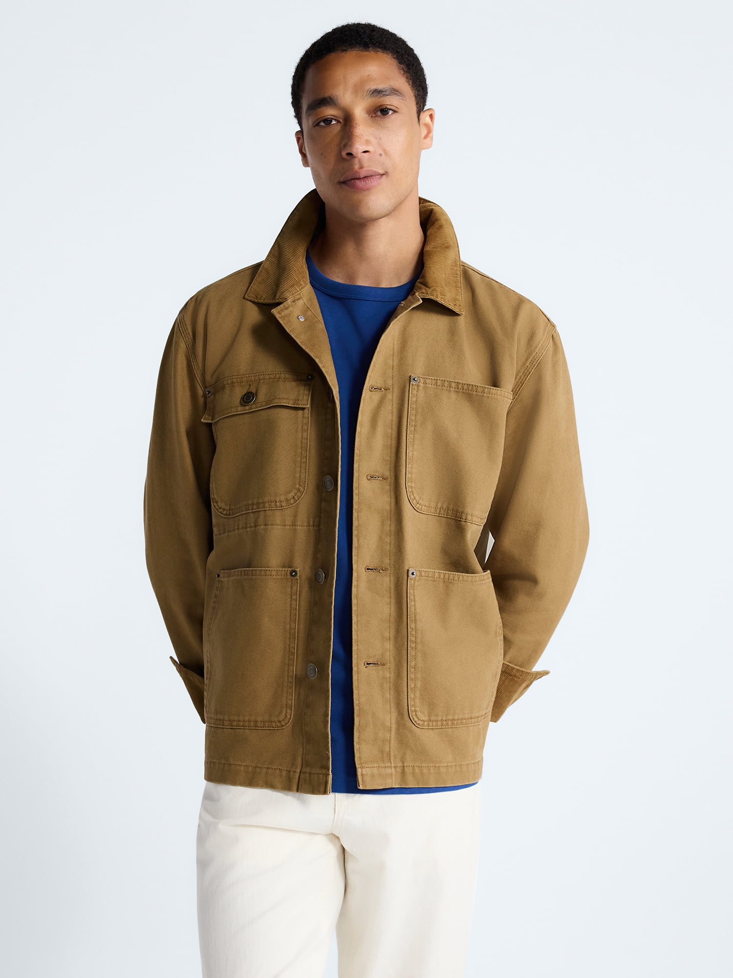 Free Assembly Men's Cotton Ranch Jacket with Long Sleeves, Sizes XS-3XL