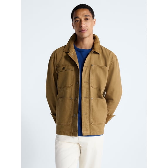 Free Assembly Men's Cotton Ranch Jacket with Long Sleeves, Sizes XS-3XL