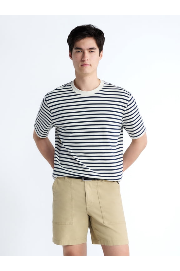 Striped Relaxed Heavyweight Tee with Short Sleeves, Sizes XS-3XL