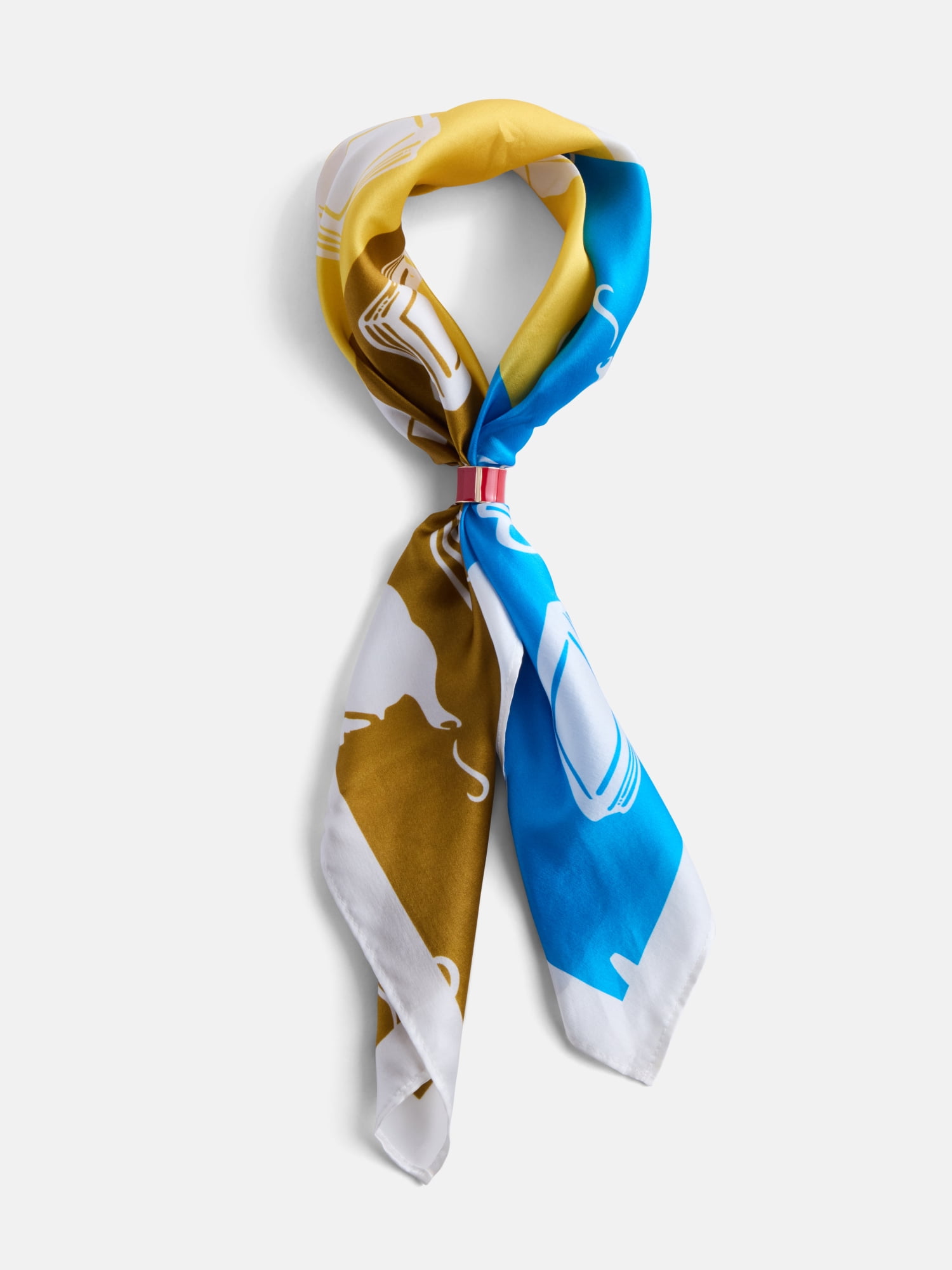 Women's Print Silk Scarf, White