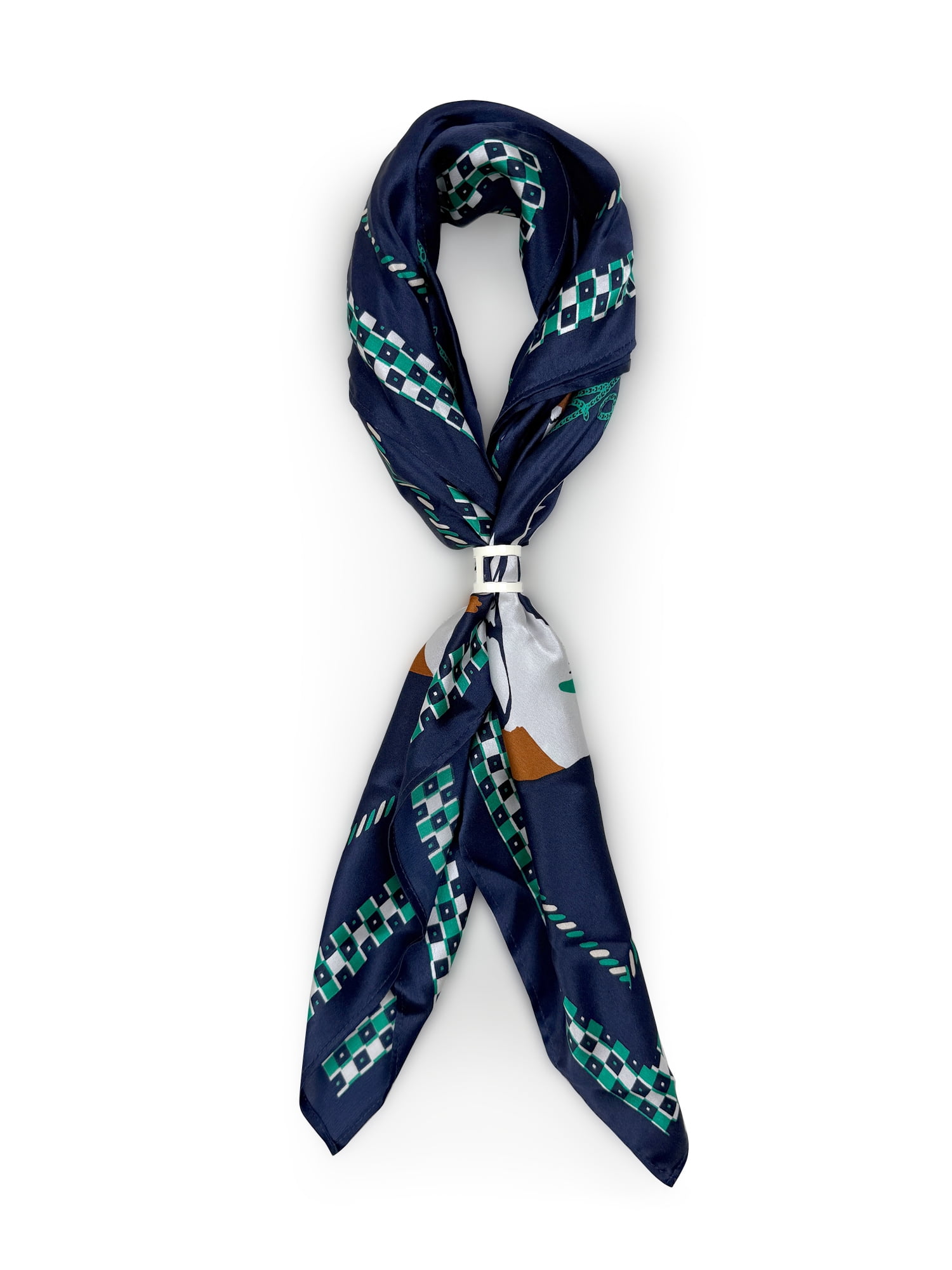 Free Assembly Women's Print Silk Scarf, Navy