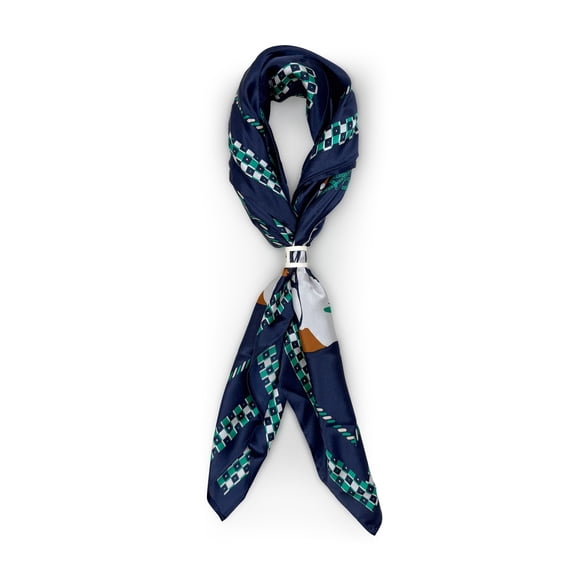 Free Assembly Women's Print Silk Scarf, Navy