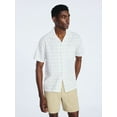 thumbnail image 1 of Free Assembly Men's Cotton Poplin Camp Shirt with Short Sleeves, Sizes S-3XL, 1 of 5
