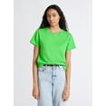 thumbnail image 1 of Free Assembly Women's and Women's Plus Cotton Cropped Boxy Tee with Short Sleeves, Sizes XS-4X, 1 of 6