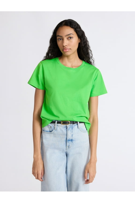 Women's and Women's Plus Cotton Cropped Boxy Tee with Short Sleeves, Sizes XS-4X