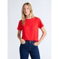 thumbnail image 1 of Free Assembly Women's and Women's Plus Cotton Cropped Boxy Tee with Short Sleeves, Sizes XS-4X, 1 of 5