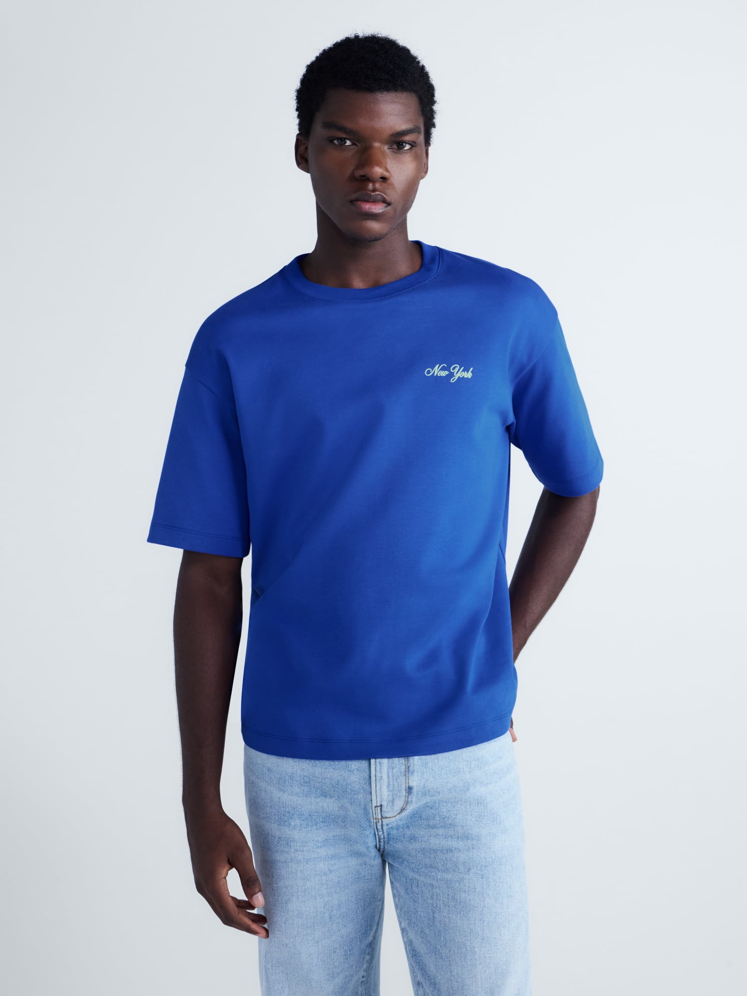 Free Assembly Men's NYC Front Back Graphic Cotton Tee with Short Sleeves, Sizes XS-XL