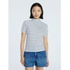 Free Assembly Women's Mock Neck Tee with Short Sle