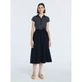 thumbnail image 1 of Free Assembly Women's and Women's Plus Belted Mixy Polo Midi Dress with Short Sleeves, Sizes XS-4X, 1 of 4